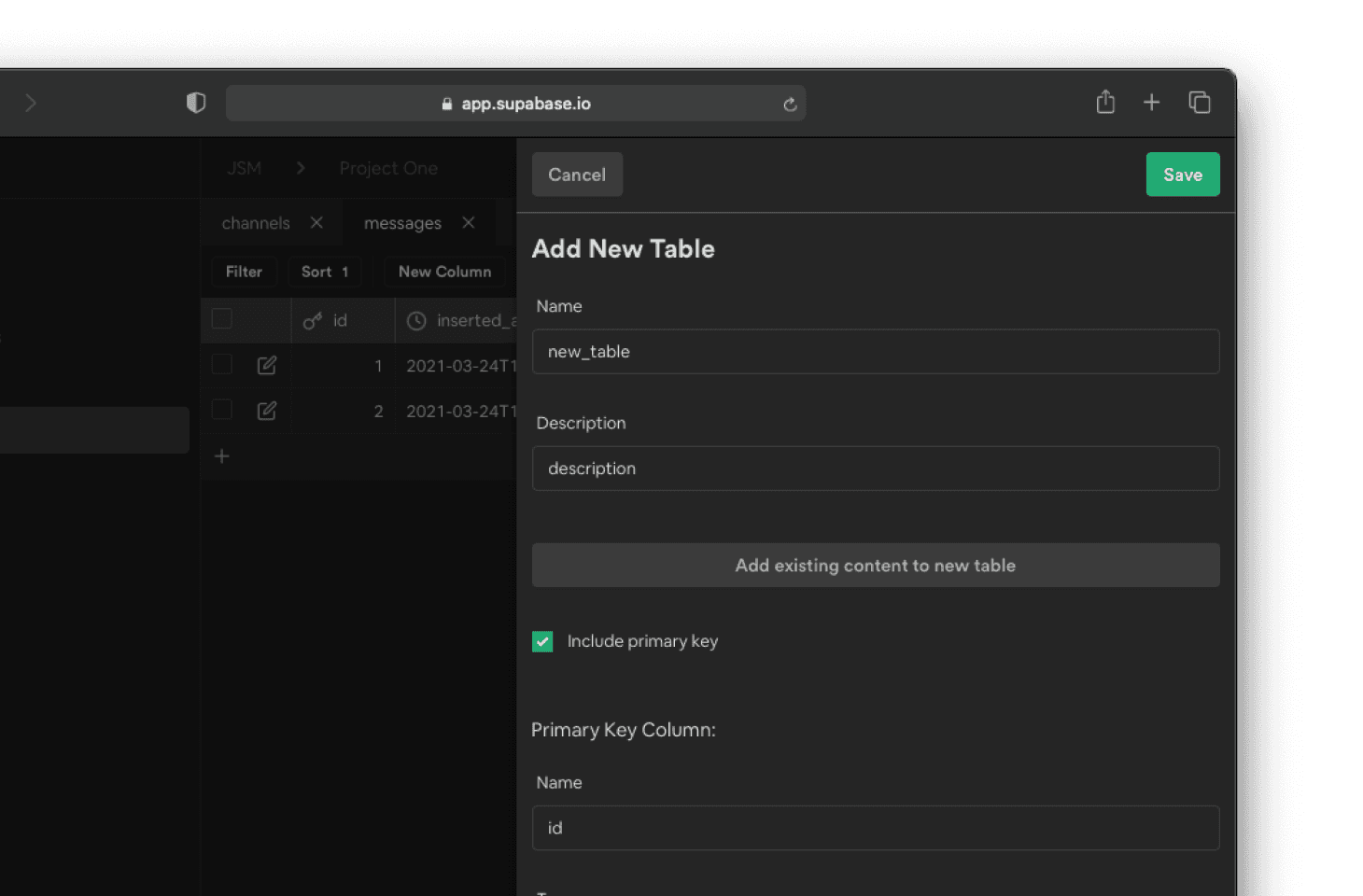 Create tables